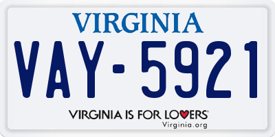 VA license plate VAY5921