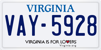 VA license plate VAY5928