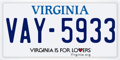VA license plate VAY5933