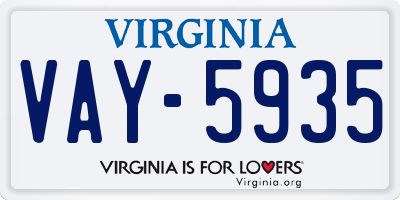 VA license plate VAY5935