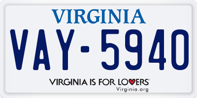 VA license plate VAY5940