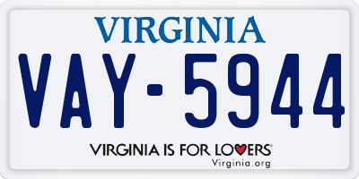 VA license plate VAY5944