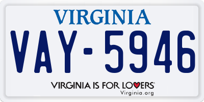 VA license plate VAY5946