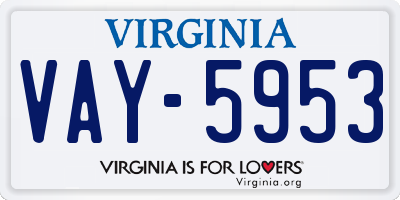 VA license plate VAY5953