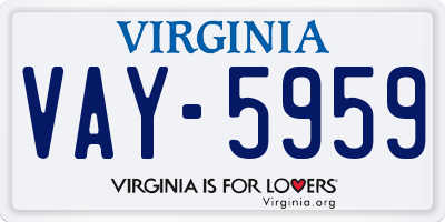 VA license plate VAY5959