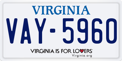 VA license plate VAY5960