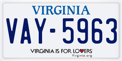 VA license plate VAY5963