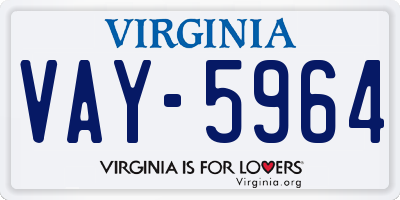 VA license plate VAY5964