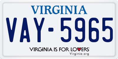 VA license plate VAY5965