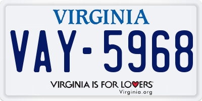 VA license plate VAY5968