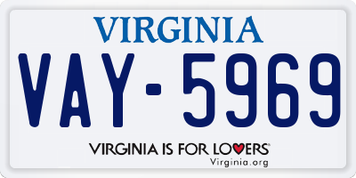 VA license plate VAY5969