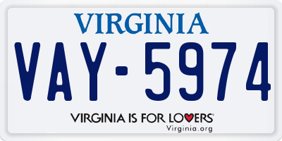 VA license plate VAY5974