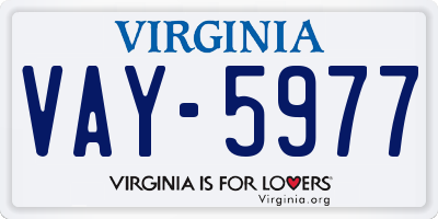 VA license plate VAY5977