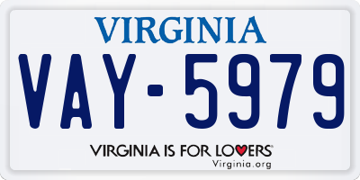 VA license plate VAY5979
