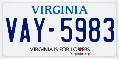 VA license plate VAY5983