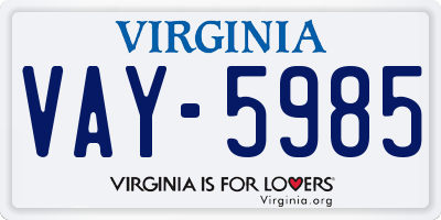 VA license plate VAY5985
