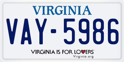 VA license plate VAY5986