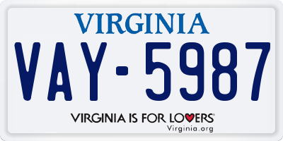 VA license plate VAY5987