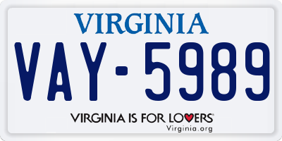 VA license plate VAY5989