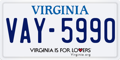 VA license plate VAY5990