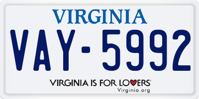 VA license plate VAY5992