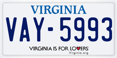 VA license plate VAY5993
