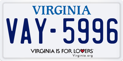 VA license plate VAY5996