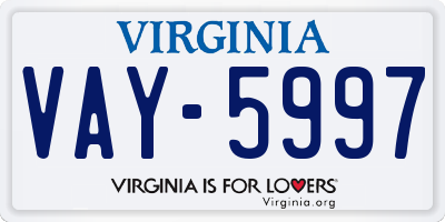 VA license plate VAY5997