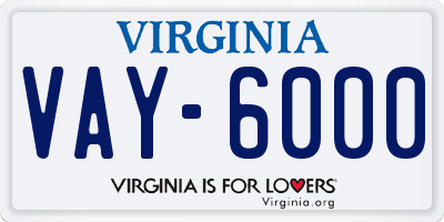 VA license plate VAY6000