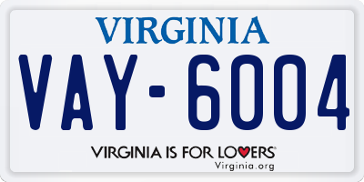 VA license plate VAY6004