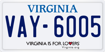 VA license plate VAY6005