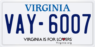 VA license plate VAY6007