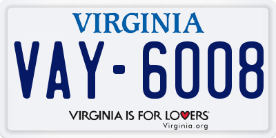 VA license plate VAY6008