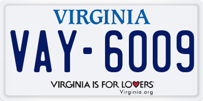 VA license plate VAY6009