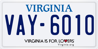 VA license plate VAY6010