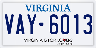 VA license plate VAY6013