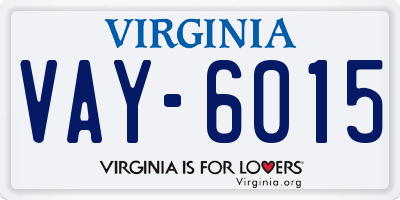 VA license plate VAY6015