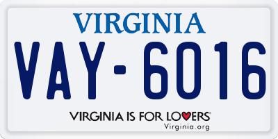 VA license plate VAY6016