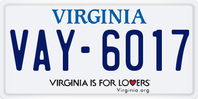 VA license plate VAY6017