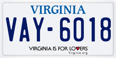 VA license plate VAY6018