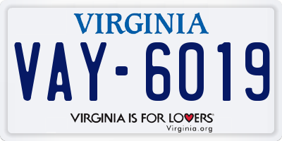VA license plate VAY6019