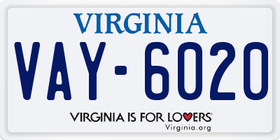 VA license plate VAY6020