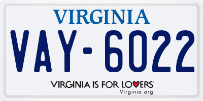 VA license plate VAY6022