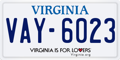 VA license plate VAY6023