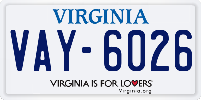 VA license plate VAY6026