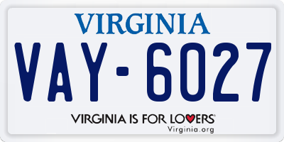 VA license plate VAY6027