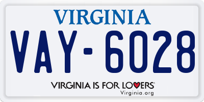 VA license plate VAY6028