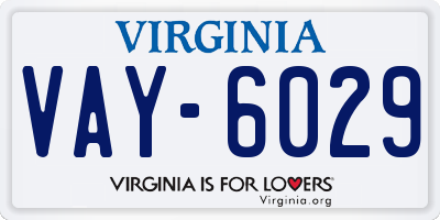 VA license plate VAY6029
