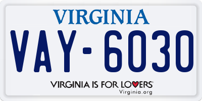 VA license plate VAY6030