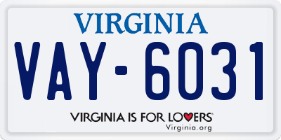 VA license plate VAY6031